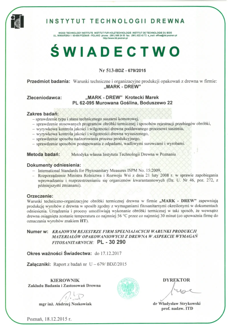 Świadectwo PL - 30 290